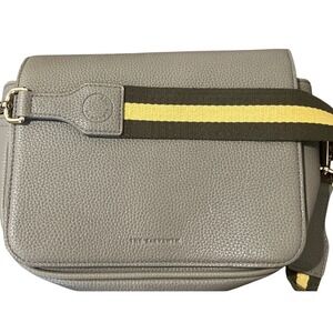 The Eleventh Hour Vegan Pebbled Leather Crossbody Bag Womens Gray Striped Strap
